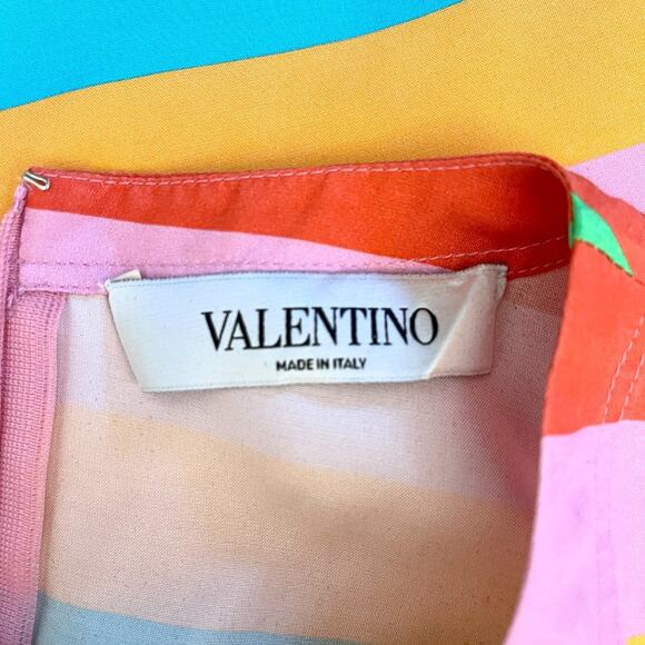 Valentino 1973 Check Panama Silk Top Rainbow Blouse Multicolor Stripe - Picture 11 of 12